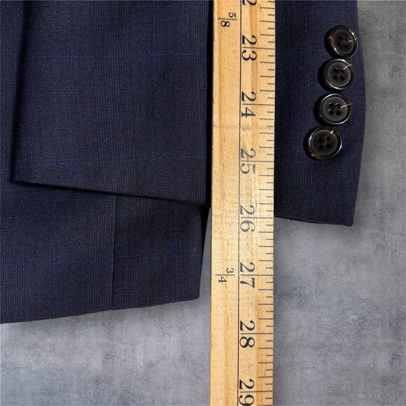 Ralph Lauren Men's 46R Navy Wool Blend Blazer Sport Coat 2-Button Jacket Plaid - Picture 11 of 15